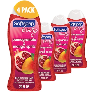 Softsoap Body Wash, Pomegranate &amp; Mango Spritz Body Wash, 20 Fl Oz (Pack of 4)