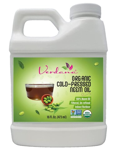 Verdana Organic Cold Pressed Pure Neem Oil - 16 Fl Oz - Non GMO - Unrefined - 100% Neem Oil, Nothing Added or Removed &ndash; Skin Care, Hair Care Ingredient and Leafshine Brand