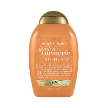 OGX Strength Length + Golden Turmeric Conditioner with Milk to Soothe Scalp Nourish Hair, Ayurveda SulfateFree Surfactants for Stronger Longer Hair, Coconut, 13 Fl Oz