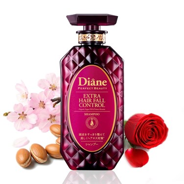 Moist Diane Hair Thickening Shampoo w/ Pump, Natural Japanese Haircare for Damaged &amp; Dry Hair, Organic Scalp Revitalizing Solution, EXTRA HAIR FALL CONTROL, 15.2 Fl Oz/450 mL