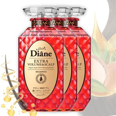 Moist Diane Natural Shampoo for Thinning Hair, Organic Keratin Moisturizing Hair Shampoo for Men &amp; Women from Japan, Sulfate Free &amp; Silicone Free, EXTRA VOLUME &amp; SCALP, 15.2 Fl Oz Each, 3 Pack