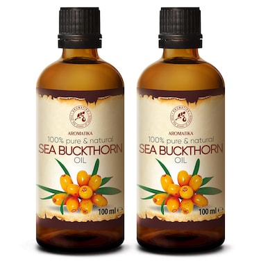 Sea Buckthorn Oil (2pack of 2 x 3.4oz) 6.8oz - Cold Pressed - Pure &amp; Natural - Hippophae Rhamnoides - Carrier Oil for Essential Oils - Nails - Hair - Face &amp; Body Care