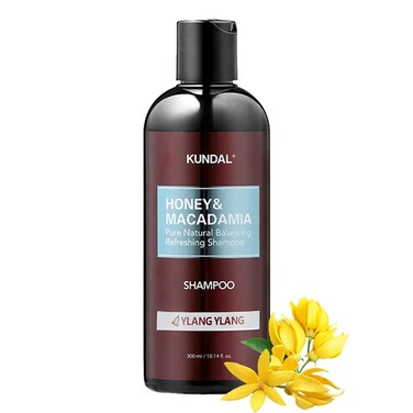 Kundal Honey &amp; Macadamia Shampoo [Ylang Ylang] Korean Perfume Shampoo Damage Repair Strengthen, Nourish dry, with Honey, Argan Oil, Macadamia Oil, Free Paraben &amp; Sulfate 10.14 fl oz