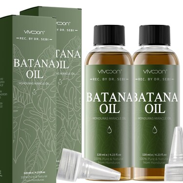 Batana Oil for Hair Growth, 100% Pure &amp; Natural Raw Batana Oil, Dr. Sebi Organic Oil from Honduras, Care for Hair Thickness &amp; Scalp &amp; Skin, 1 Bottle with 2 Caps 4.2oz
