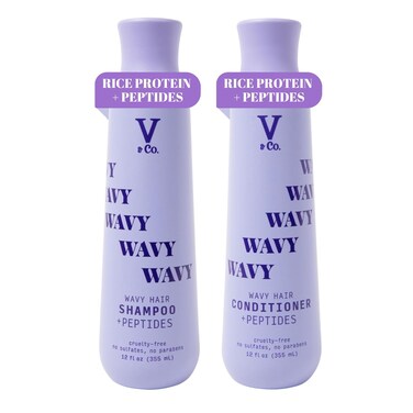 V&amp;Co. Beauty Wavy Hair Shampoo &amp; Conditioner Set with Peptide Technology, 12 Oz.