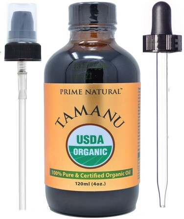 Prime Natural Organic Tamanu Oil - USDA Certified, 100% Pure, Cold Pressed, Unrefined, Virgin (4oz / 120ml) for Face, Hair &amp; Skin Care - Natural Moisturizer