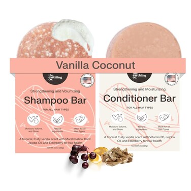 The Earthling Co. Shampoo &amp; Conditioner Bar Set - Promote Hair Growth, Strengthen &amp; Volumize All Hair Types - Paraben &amp; Sulfate Free Formula with Natural Ingredients for Dry Hair (Vanilla Coconut)