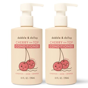 Dabble &amp; Dollop Cherry on Top Conditioner - Natural Shine &amp; Detangler for Kids, 100% USA-made, Paraben &amp; Sulfate Free, Vegan, Gluten-free, Tear-Free (10oz, Pack of 2)