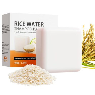Rice Water Shampoo and Conditioner, 2 In 1 Fermented Rice Water For Hair Growth and Moisturizing, for Dry Damaged Hair, Anti Hair Loss Shampoo Rice Water Shampoo Bar, Solid Shampoo Bar for Hair Growth