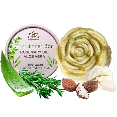 Organic ROSEMARY OIL ALOE VERA Conditioner Bar for Hair Growth, Refreshers, Moisturizing, and Hydrates   Herbal Solid Conditioner Bar with PEPPERMINT OIL, JOJOBA OIL, ARGAN OIL AND PANTHENOL