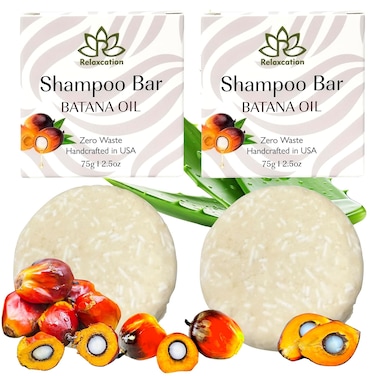 BATANA OIL Hair Growth Shampoo Bar   Pure Raw Honduras Oil   Hydrates &amp; Improves Scalp Health, Enhances Growth   With Castor, Jojoba, Argan, Aloe Vera (2 Bars)