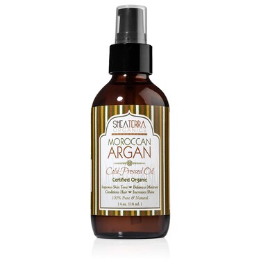 Shea Terra Moroccan Argan Cold-Pressed Extra Virgin Oil   Nutrient-Rich, All Natural &amp; Organic Oil with Anti-Aging Vitamin A and E to Increase Skin Elasticity and Condition Dry &amp; Damaged Hair &ndash; 4 oz
