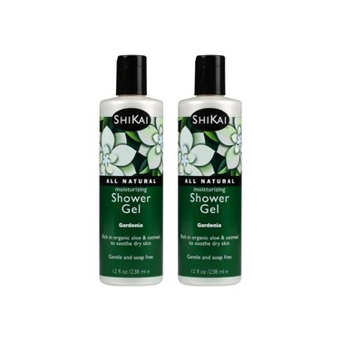 ShiKai Daily Moisturizing Shower Gel (Gardenia, 12oz, Pack of 2)   Gentle Formula   Aloe Vera &amp; Oatmeal for Soft, Healthy Skin   Dry Skin Relief