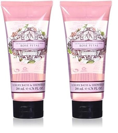 AAA Floral - Rose Petal, Luxury Bath &amp; Shower Gel, Enriched with Shea Butter - 200 ml, 6.8 Fl Oz (Pack of 2)