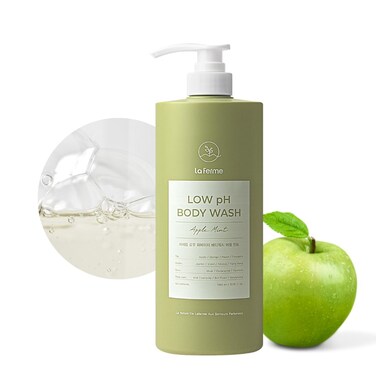 Low pH balanced Gentle Korean Body Wash with Natural &amp; Organic Ingredients, Hypoallergenic for Sensitive Skin, Moisturizing &amp; Hydrating for Dry Skin, For Women &amp; Men, 33 Fl Oz, Apple Mint