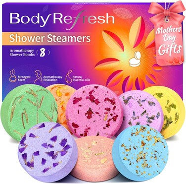 Shower Steamers Aromatherapy - 8 Pack Shower Bombs with Natural Essential Oils, Birthday Gifts for Women Self Care Relaxation Home SPA Stress Relief, Mothers Day Gifts for Mom, Her, Women