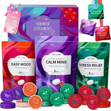 Shower Steamers Aromatherapy - 18 Pack Shower Bombs Natural Organic Essential Oils Comes with 3 Sachet, Birthday Gifts for Women, Mothers Day Gifts, Gifts for Mom Her Grandma Siste
