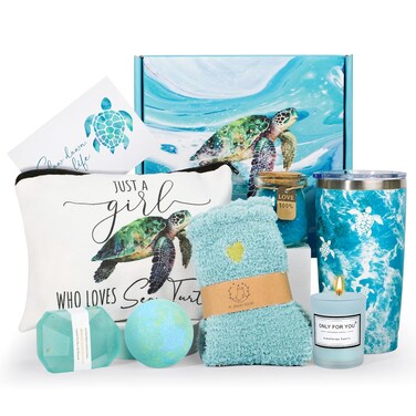 Sea Turtle Gifts for Women,Turtle Gifts Set for Turtle Lovers Turtle Gift Baskets Relaxing Spa Bath Gift Baskets Birthday Gifts for Women Gift Set for Her Sister Friends Mom Valentine's Day gift