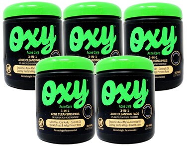 OXY Maximum Action 3-In-1 Treatment Pads 90 ea (Pack of 5)