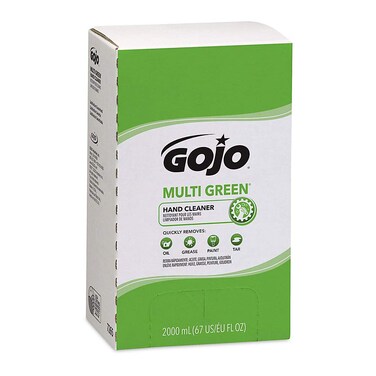 GOJO MULTI GREEN Hand Cleaner, Natural Citrus Solvent, 2000 mL, USDA Certified Biobased Product Hand Cleaner with Natural Pumice Refill PRO TDX Push Style Dispenser (Pack of 4) - 7265-04