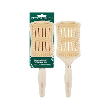 EcoTools Smoothing Detangler Hairbrush, Brush For Wet Or Dry Hair, Pain-Free Detangling, Style &amp; Smooth Hair, Heat Resistant Brush, Renewable Bamboo &amp; Flexible Bristles, Vegan &amp; Cruelty-Free, 1 Count
