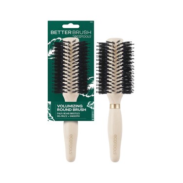 EcoTools Volumizing Round Hairbrush, Achieve Full Blow Out, Heat Resistant For Easy Blow Drying, Vegan Bristles Tame Frizz &amp; Smooth Hair, Made With Renewable Bamboo, Cruelty-Free, 1 Count