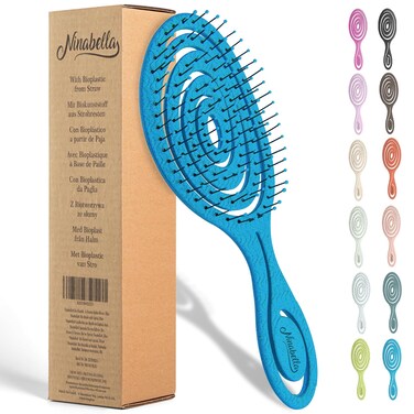 Ninabella Organic Detangling Hair Brush for Women, Men &amp; Children - Does not Pull on Hair - Hair Straightening Brushes for Straight, Curly &amp; Wet Hair - Unique Spiral Hairbrush