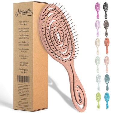 Ninabella Detangling Hair Brush for Women, Men &amp; Children - Does not Pull on Hair - Recycled Hair Straightening Brushes for Straight, Curly &amp; Wet Hair - Vented Wet Brush - Unique Spiral Hairbrush