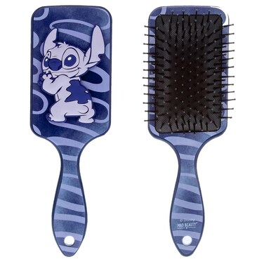 MAD Beauty Disney Stitch Denim Paddle Hairbrush   Cheeky Stitch Design   Gentle Bristles   Cruelty-Free   Hair Care Gift for Women, Adults, and Kids