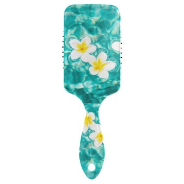 Plumeria Flower Hair Brush, Turquoise Anti-static Massage Hair Comb Air Cushion Hair Brush with Soft Bristles