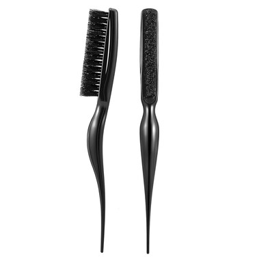 Frienda 2 Pieces Boar Bristle Brush Comb Hair Teasing Brush for Women Men Salon Boar Nylon Bristle Beauty Styling Backcombing Tool(Black)