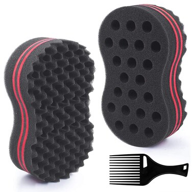 Big Holes &amp; Big Size Barber Hair Brush Sponge Dreads Locking Twist Afro Curl Coil Wave Hair Care Tool(1 Pack)