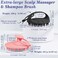 ManmiHealth Large Hair Scalp Scrubber, One-piece Silicone Scalp Massager for Wet Dry, Long Bristles Shampoo Brush for Dandruff Removal and Hair Growth with Free Strap&amp;Hook.(Pink+Black)
