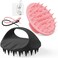 ManmiHealth Large Hair Scalp Scrubber, One-piece Silicone Scalp Massager for Wet Dry, Long Bristles Shampoo Brush for Dandruff Removal and Hair Growth with Free Strap&amp;Hook.(Pink+Black)