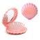 Metallic Shinning Finish Foldable Travel Hair Brushes with Mirror Shell Shape Portable Folding Pocket Hair Brush Mini Hair Comb Compact Size Hair Massage Comb (Pink)