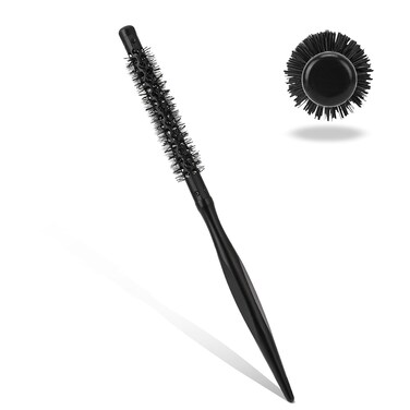 Sliverdew Small Round Hair Brush, 1/2 Inch Mini Quiff Roller Brush with Wooden Handle and Nylon Bristles, Portable Curling Brush for Short Hair, Thin Hair, Travel, Salon-like Styling Results
