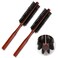 Boar Bristle Hair Brush, 2 Pack Small Round Hair Brush Portable Travel Styling Brush Roller Brush Soft Bristle Hair Brush for Blow Drying, Women Thin Hair, Short Hair, Fine Hair, Beard Brush for Men