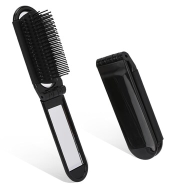 Travel Folding Hair Brush with Mirror,2 Pack Small Foldable Hair Brush Hair Massage Comb Pocket Size Hair Comb mini hair brush Hair Styling Tools Compact Purse Hair Brush for Women and Men