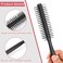 Boar Bristle and Nylon Curling Brush, Travel Hair Brush for Blow Drying, with Wood Handle - Roller Hairbrush for Women, Beard Brush for Men (Black &amp; Red)