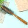 Ball-Tipped Round Hair Brush with Wooden Handle and Nylon Bristles for Short Hair, Bangs, Men's Beards, and Blow Drying