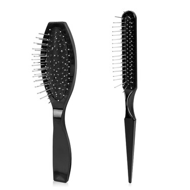 Wig Brush Set, Stainless Steel Wire Bristle Brush for Synthetic Hair, Portable Brush and Combs for Human Hair Wigs and Extensions