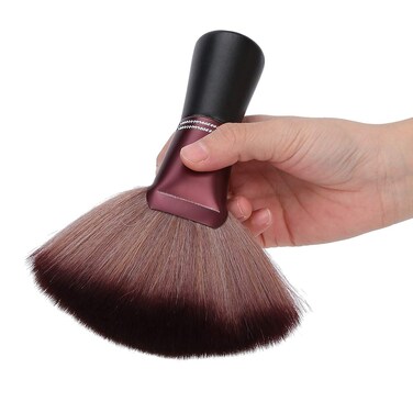 Fan Shape Hairdresser Neck Brush, Soft Hairdressing Cutting and Clipping Removal Brush, Salon Barber Accessory With Flat Base