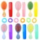 18 Pcs Mini Travel Hair Brush,Colorful Wet and Dry Detangler Brush for Women Girls Toddler,Soft Bristles Brush with Waterproof Hair Ties