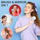 2 Pcs Shell Shape Foldable Mini Brush for Hair,Travel Size Hair Brush with Mirror,Conch Folding Hair Brush,Portable Compact Hair Brush for Women and Purse Must Haves (Blue Pink)
