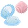 2 Pcs Shell Shape Foldable Mini Brush for Hair,Travel Size Hair Brush with Mirror,Conch Folding Hair Brush,Portable Compact Hair Brush for Women and Purse Must Haves (Blue Pink)