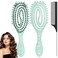 Curl Defining Brush, Boar Bristle Detangling Hair Brush for Women Girls Thick Curly Wavy Hair Wet Dry Use, Fast Blow Drying Vented Styling Hairbrush, Smoothing Hair No Tangle (Turquoise)