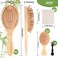 Bamboo Brush Set, Thick Strong Bamboo Hair Brush, Bamboo Brush for Hair Growth,Hair brush for massaging the scalp，Hair Brush Cleaner Tool, Suitable for Women Men and Children (light yellow)