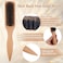 OWIIZI Slick Back Hair Brush for Smoothing Ponytail, Soft Boar Bristle Styling Edge Control Brush for Sleek Hair, Wooden Rat Tail Pointed Handle Wax Stick for Hair, Teasing Hair Brush for Men Women