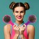 Pack of 2 Rainbow Volume Brushes Detangling Hair Brushes Hair Curl Straight Magic Combs with Mirror (Pink &amp; Purple)