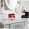 Hair Brush Set - 5pcs Vanity Mirror Comb Set for Girls Hair Care, Round Brush for Blow Drying, Antique Vanity Mirror, Detangling Plastic To Rotate, Cosmetic Air Bag, White